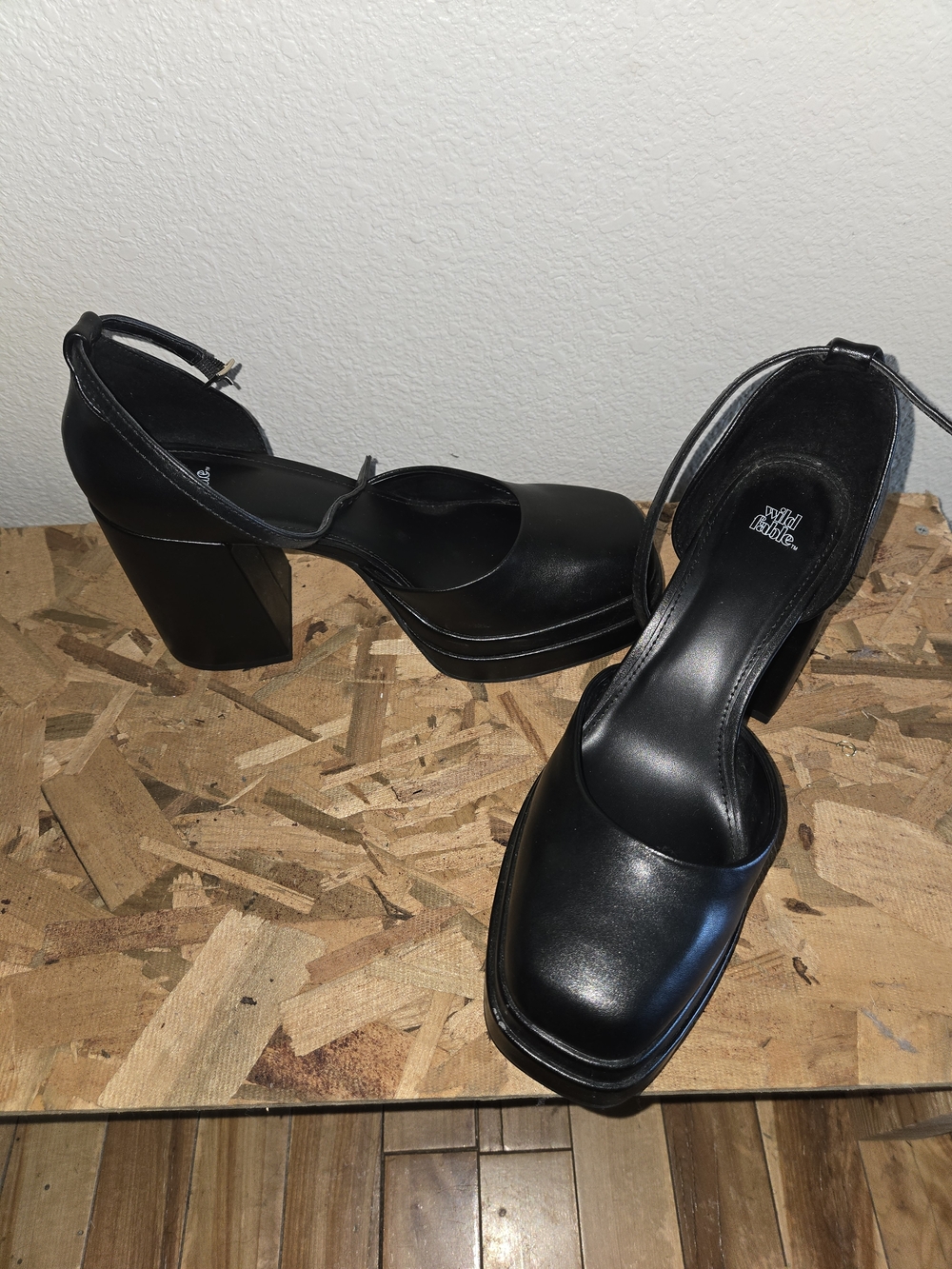 Black Platform Block Heel Mary Jane Pumps - Unbranded